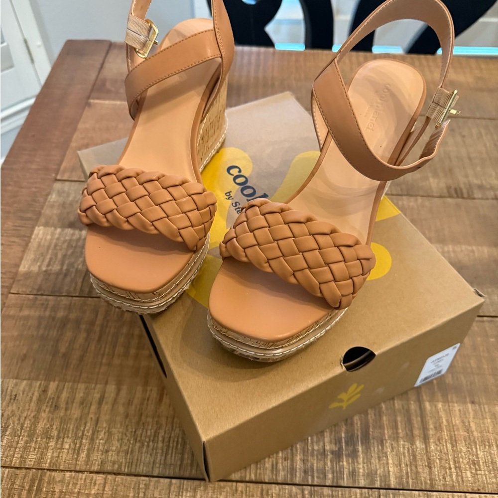Steve Madden Tan Braided Wedge Sandals